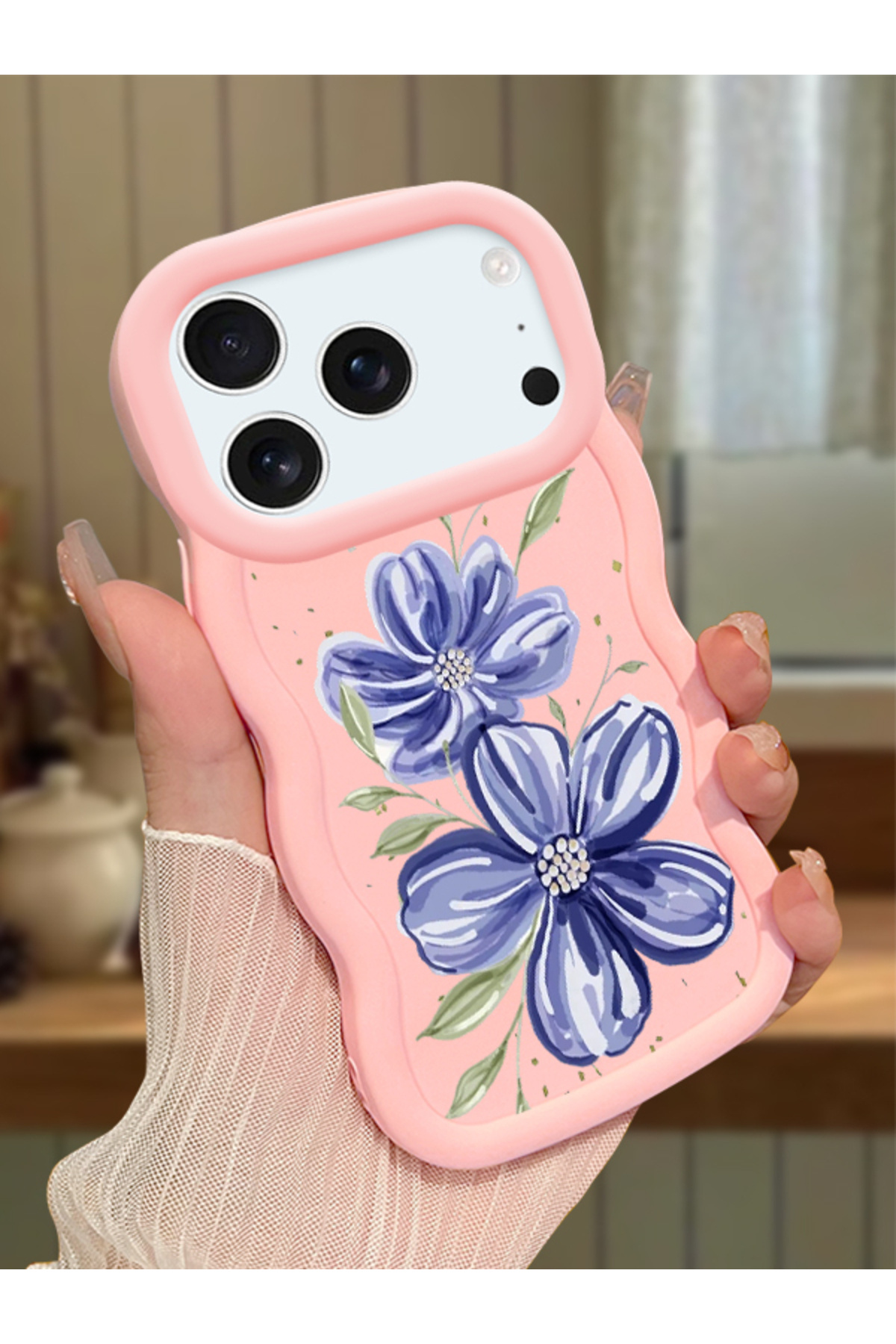 iPhone 17 Pro Max Compatible Case Camera Protector Pink Silicone Couple Phone Case Floral Pattern