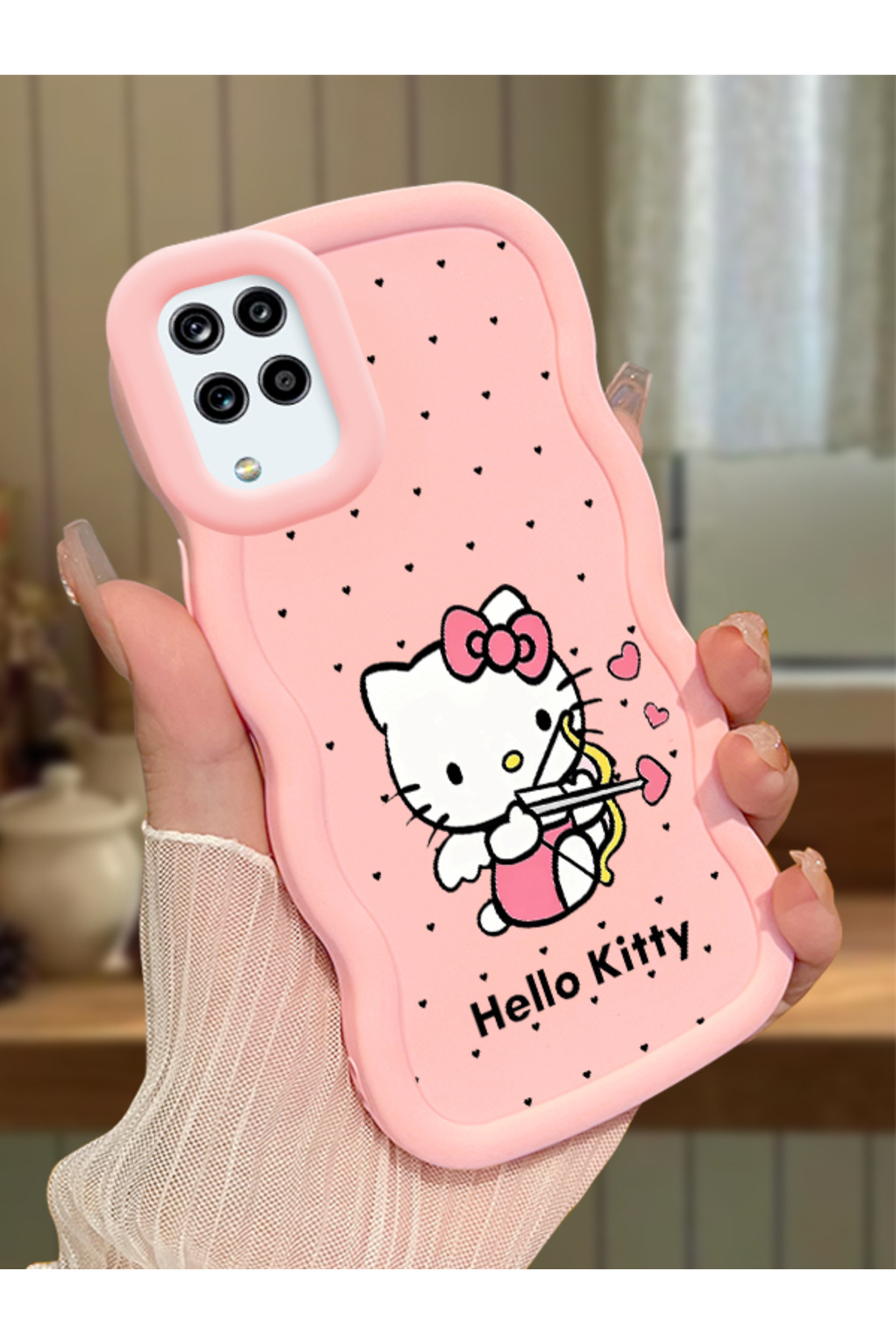 Samsung Galaxy M12 Compatible Case camera protector Pink Silicone Couple Phone Case Kitty Pattern