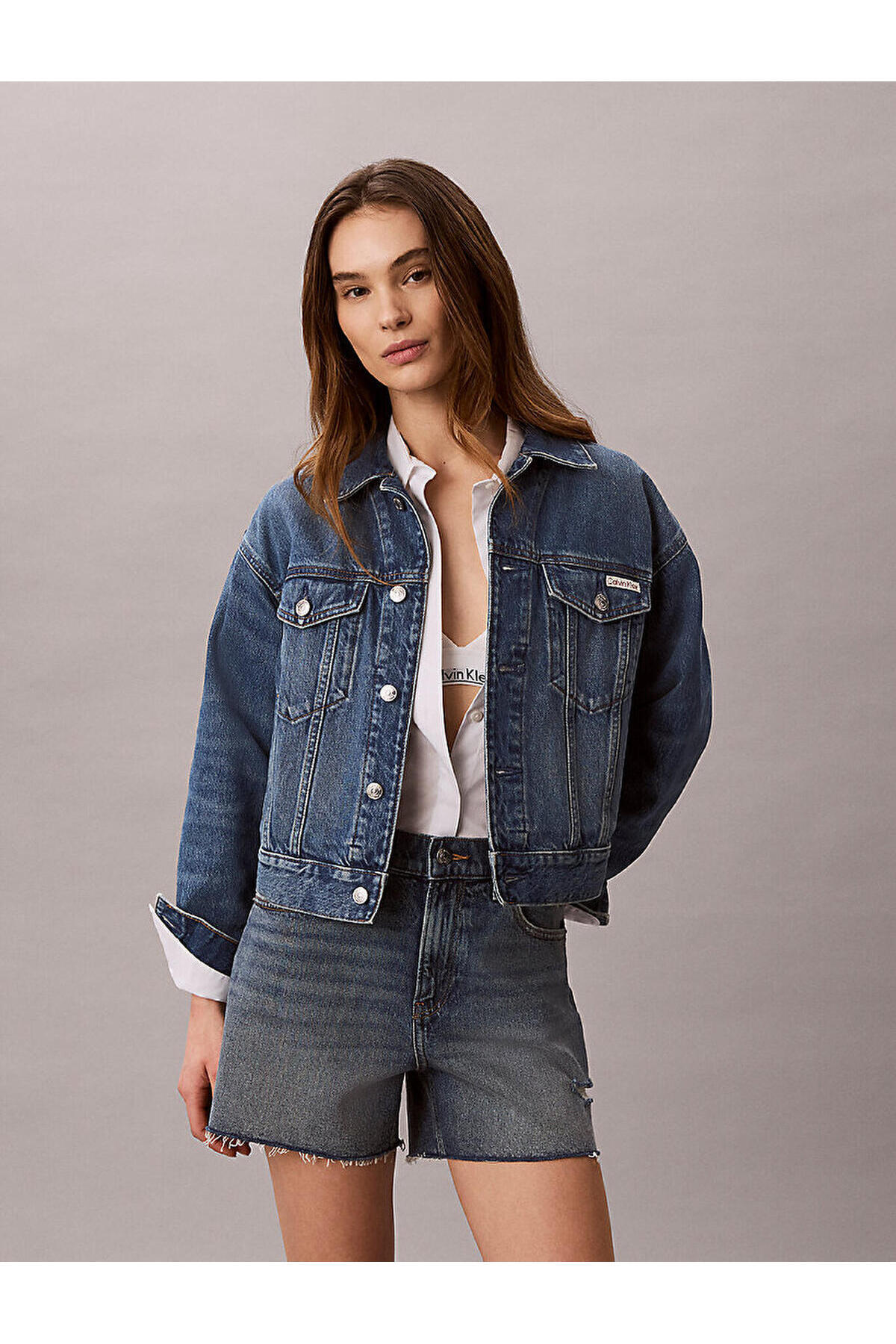 Calvin Klein 90s TRUCKER BASSET B, SCB Mavi Kadın Kot Ceket görsel 3