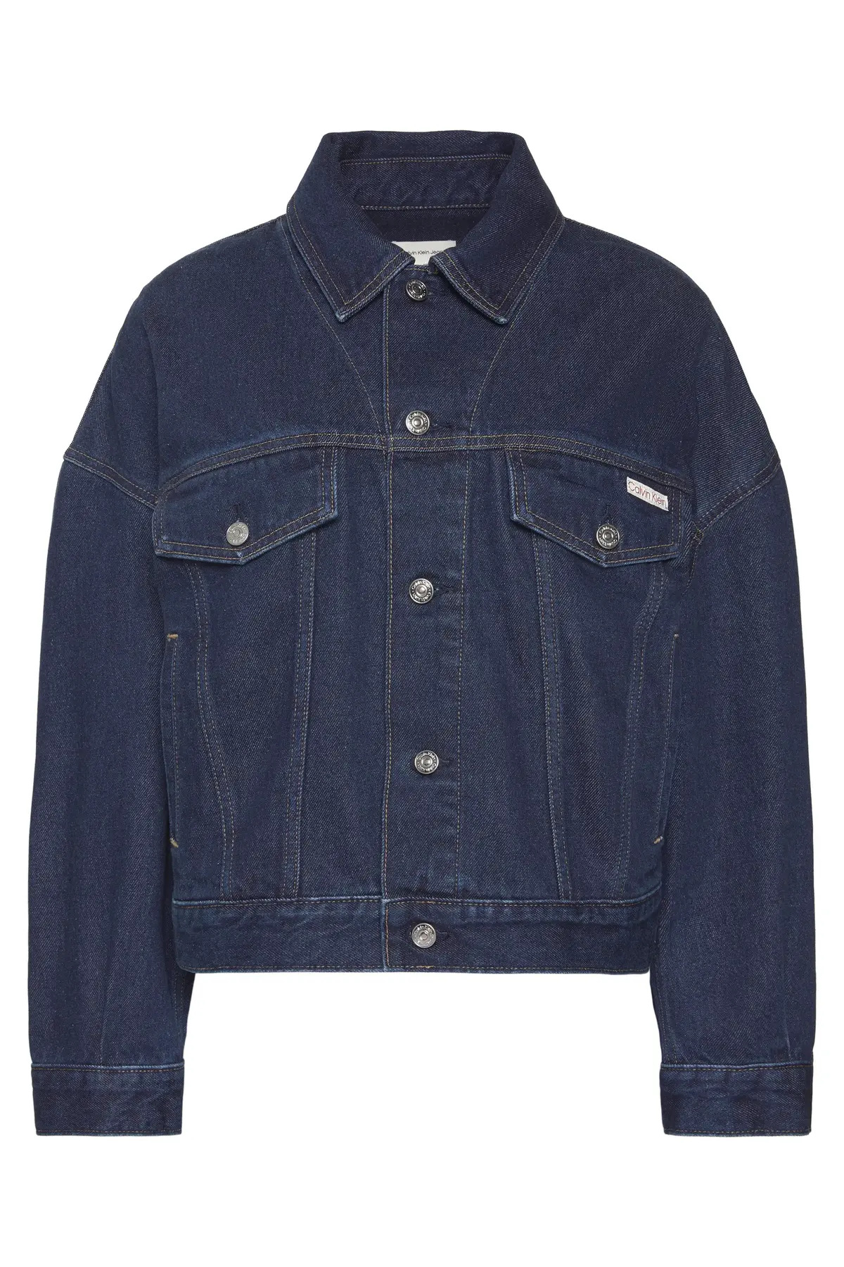 Calvin Klein RELAXED TRUCKER TRUE, GWI, XXS Kadın Lacivert Kot Ceket görsel 2
