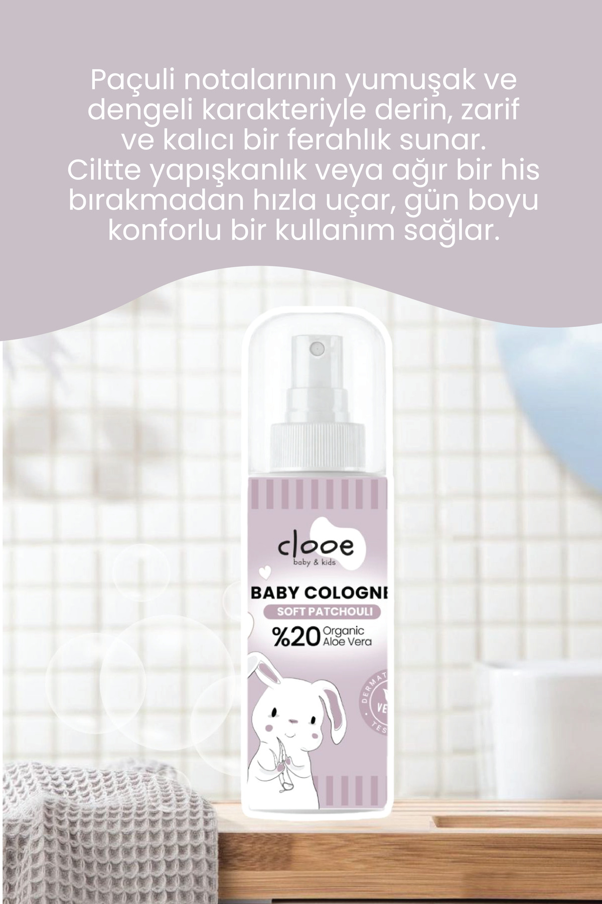 4'lü Bebek Kolonyası Soft Patchouli 150 ml - Odunsu ve Paçuli Notalı - Organik Aloe Vera Özlü - Vegan - Hızlı Kuruyan — PKA085 — تصویر 4 از 4