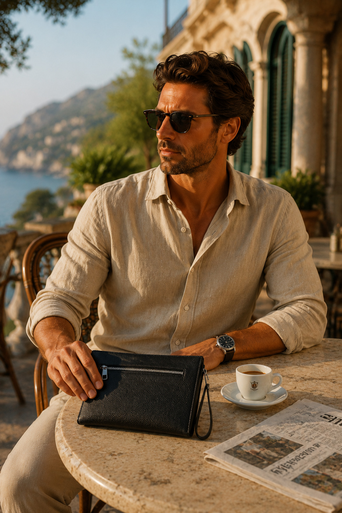 Valiberta Prestige Çift Fermuarlı Erkek Clutch El Çantası - Siyah görsel 6