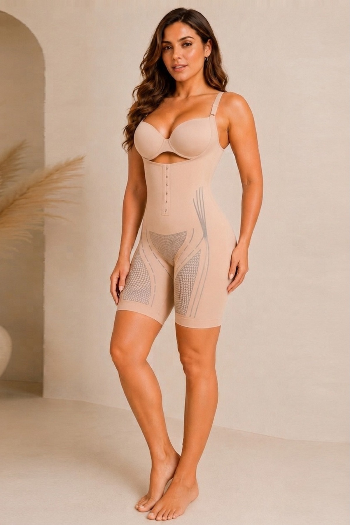 SAUNA SUIT Kadın İyonizer Askılı Body Korse | Göbek Bel Basen Toparlayıcı | İnce ve Sıkı Görünüm | Göğüs Altı Agraflı Tam Boy Korse görsel 7