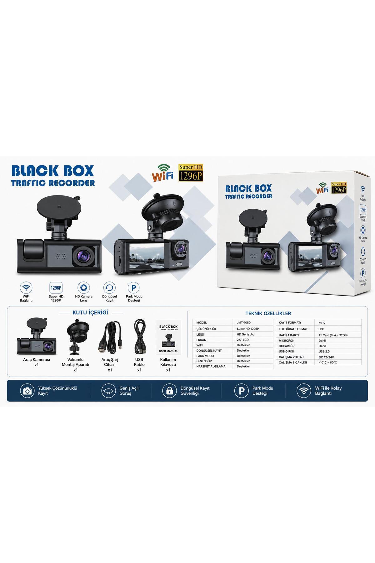 BLACK BOX Araç Kamerası – Park Modu Destekli Traffic Recorder