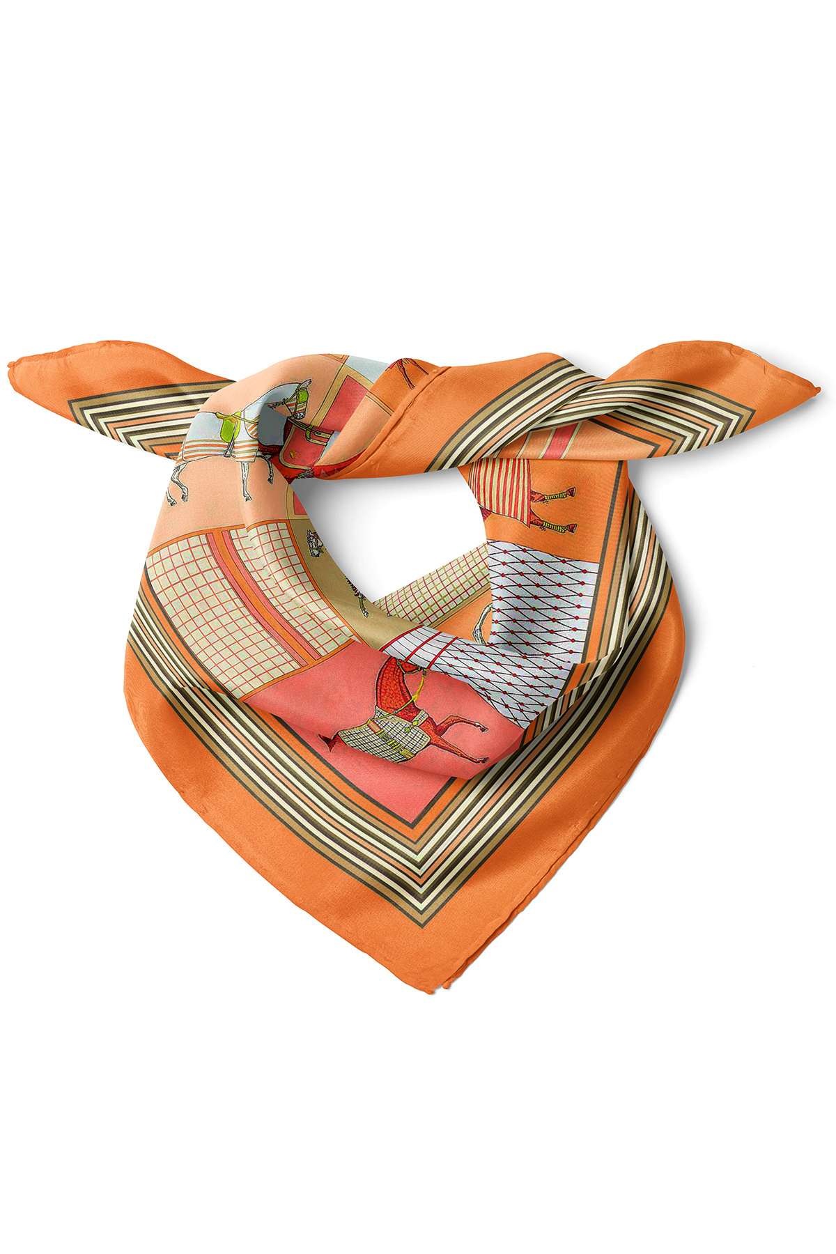 nehir eşarp Minimal At Desen Fular Bandana 70x70 Cm görsel 4