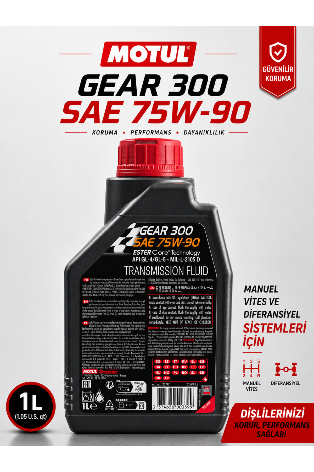 Motul Gear 300 75W-90 1 L Ester Core GL-4/GL-5 Şanzıman ve