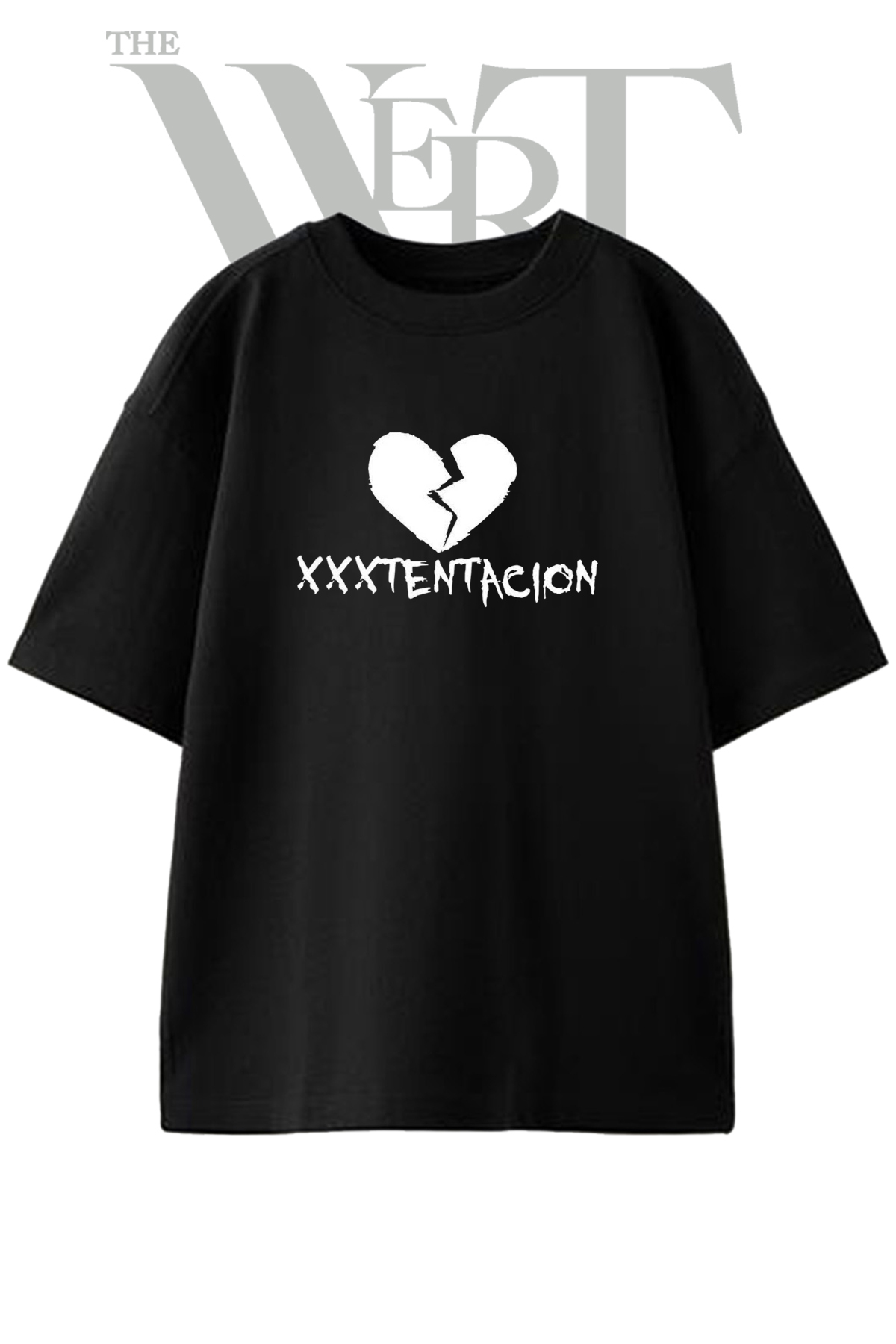 THEWERT Xxxtentacion Broken Heart Design Printed Unisex Black Oversize T-Shirt