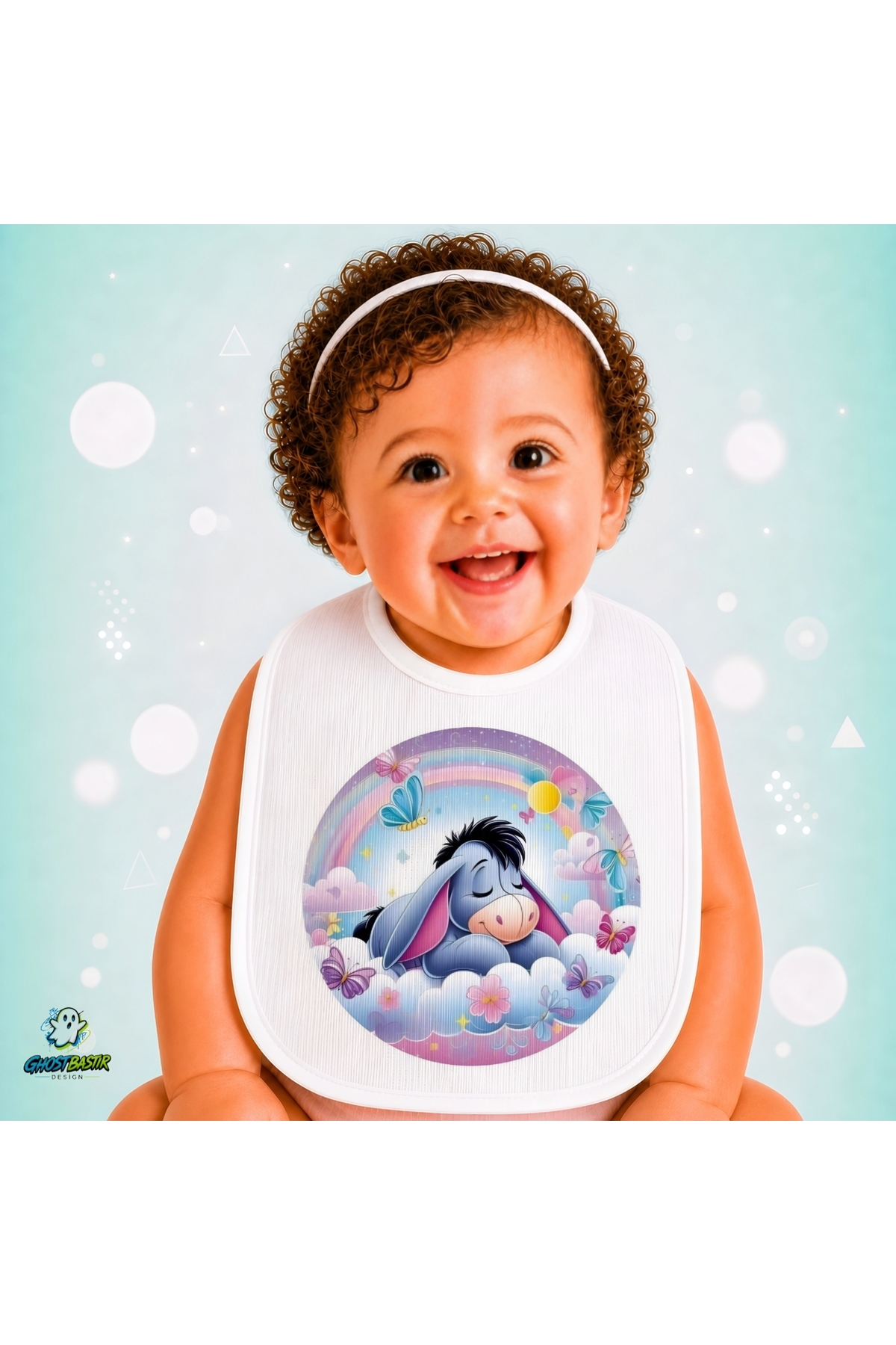 Eeyore Keten Bebek Mama Önlüğü – Yumuşak, Emici, Yıkanabilir, Özel Tasarım P049