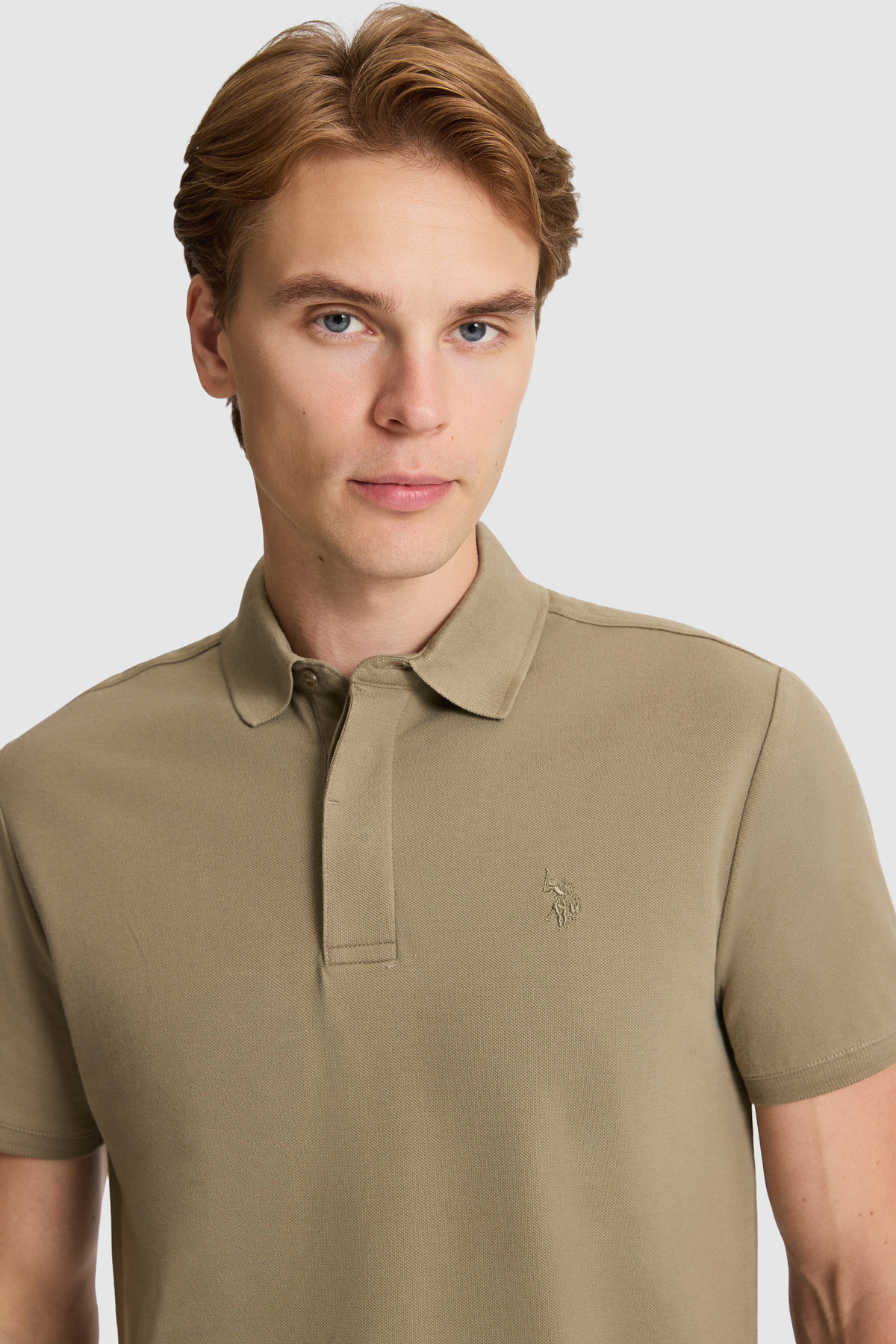 U.S. Polo Assn. Erkek Haki Slim Fit Polo Yaka Basic Tişört 50327003-VR027 görsel 2