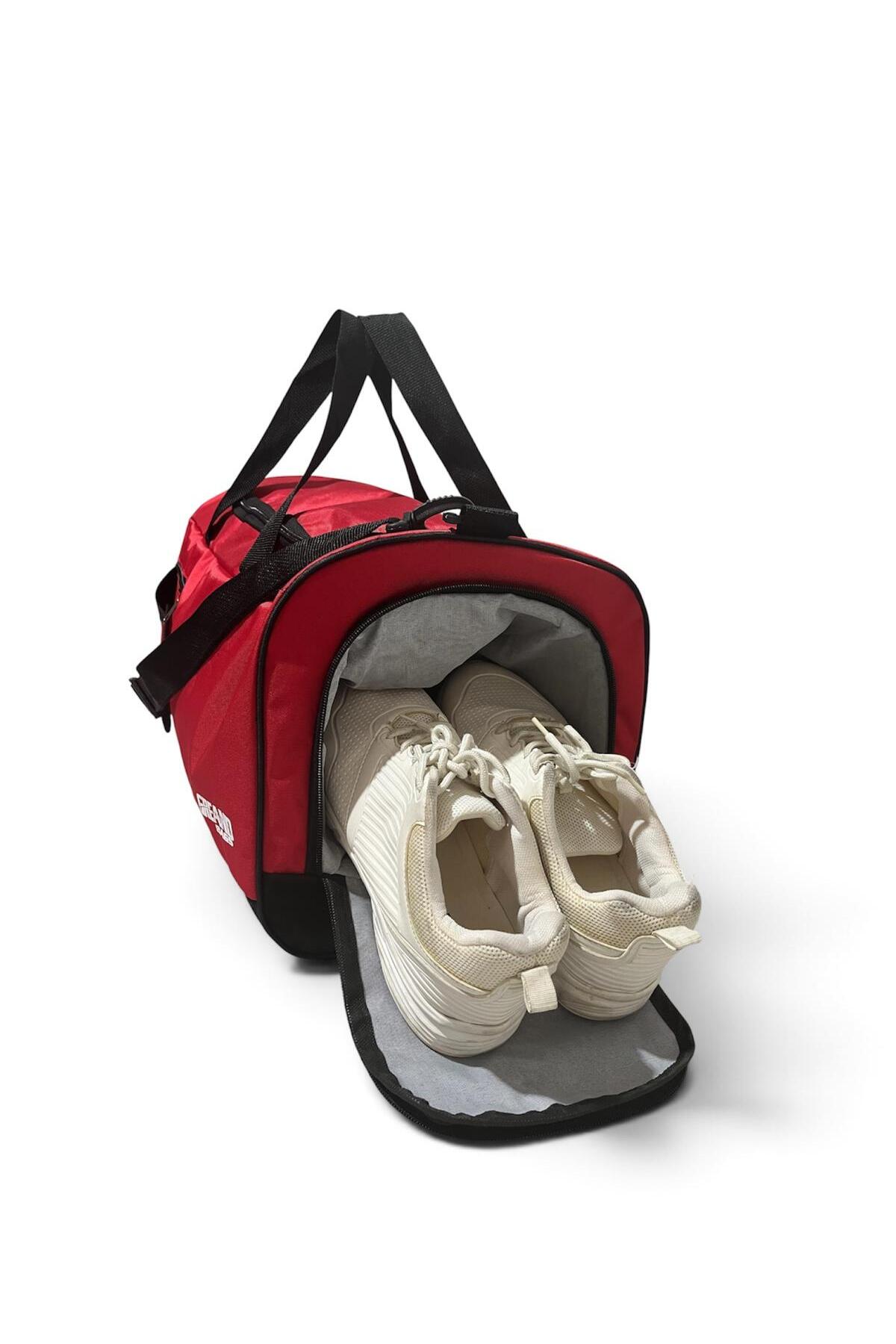 GreandBags Kırmızı Ayakkabı Bölmeli A Kalite Geniş Hacimli Spor Çantası Seyehat Çantası GYM görsel 4