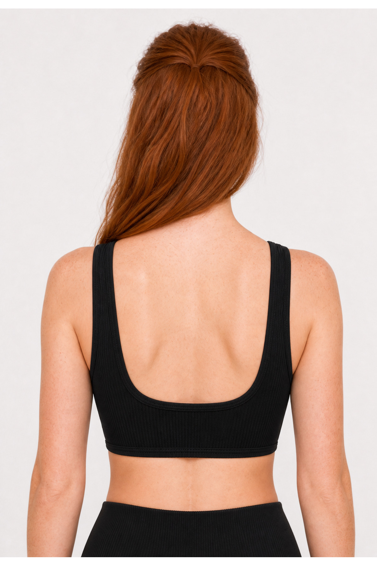 Formactive Kadın Siyah Ribanalı Kare Yaka Crop Spor Üst Büstiyer, Fitness, Yoga ve Pilates 1991 görsel 2