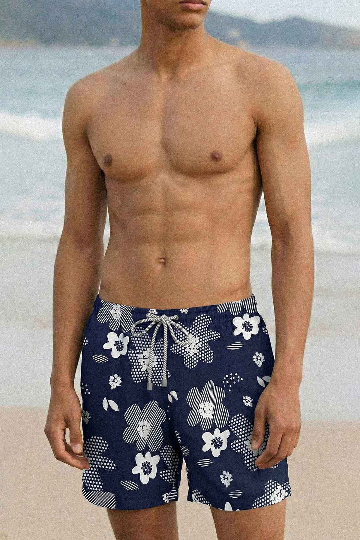 Aytuğ&Mısırlı Egyptian Men's Patterned Sea Shorts Marine