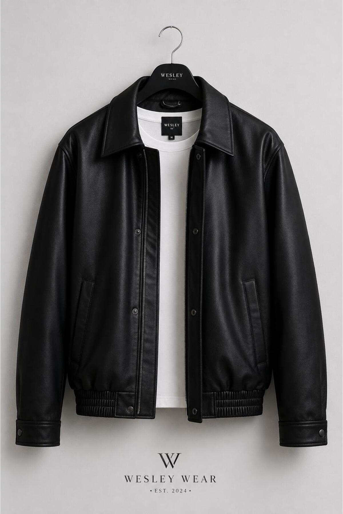 wesley wear YARI OVERSİZE ERKEK DERİ CEKET