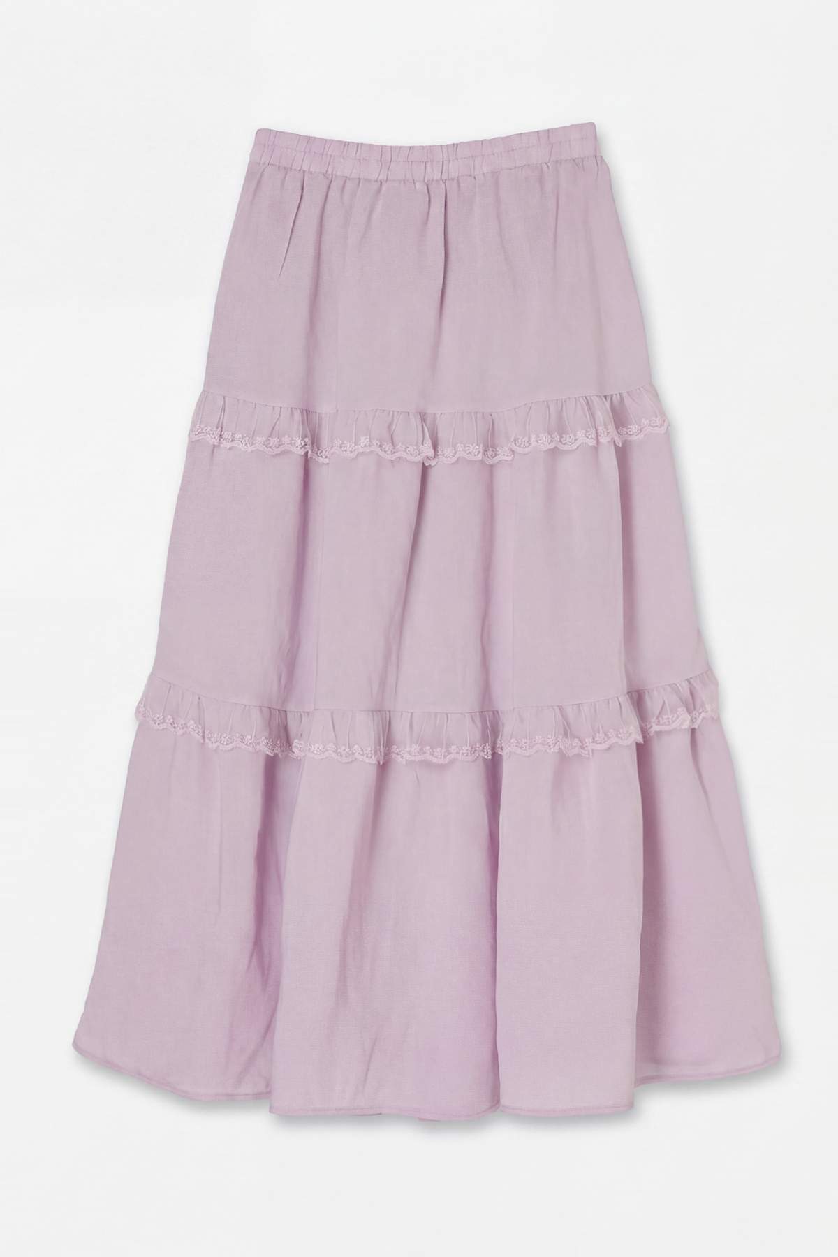 Drop by Trendyolmilla Lila Beli Lastikli Dantel Detaylı Uzun Etek TDRSS26ET00064