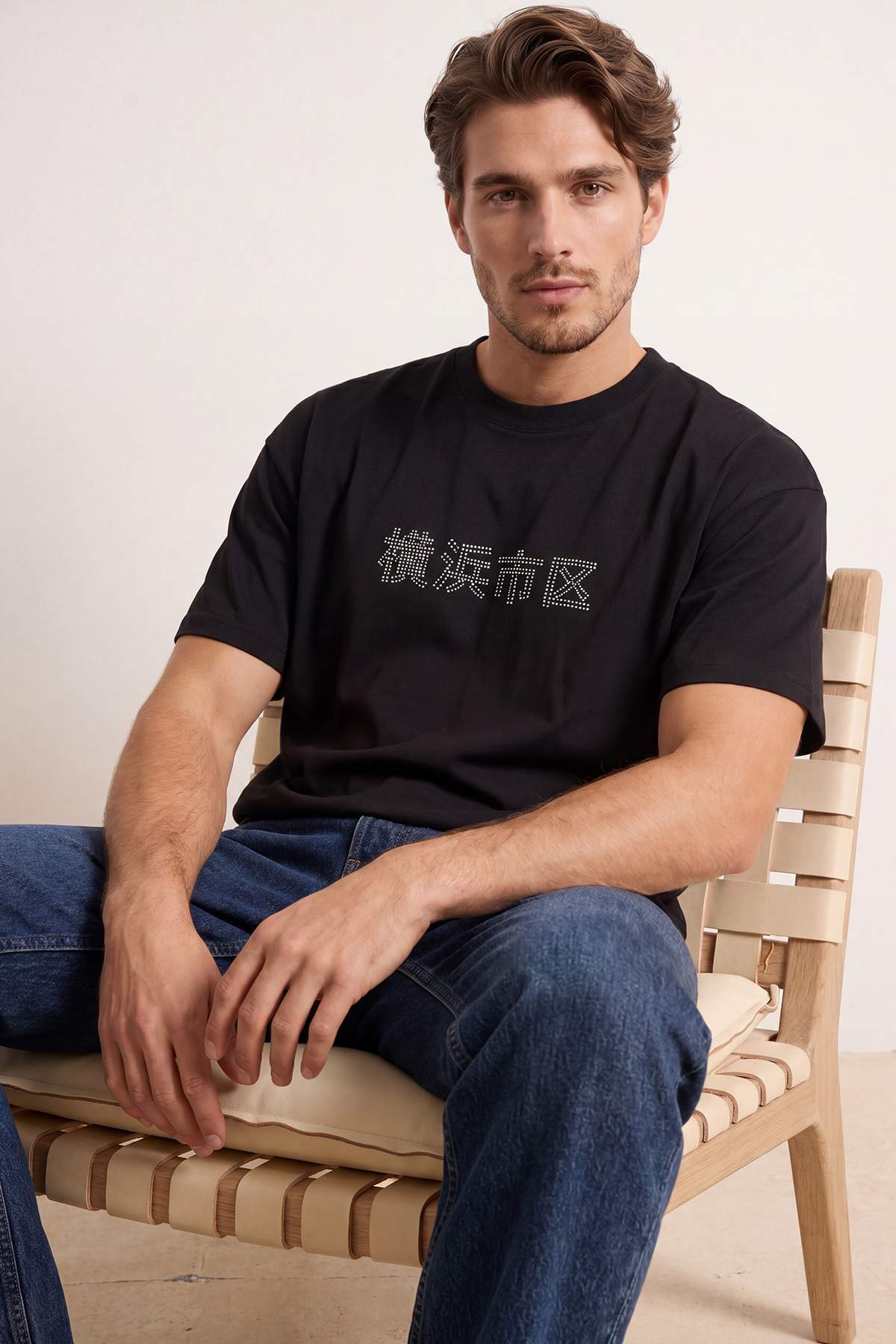Trendyolmilla Man Siyah Oversize/Geniş Kalıp Tok Kumaş %100 Pamuk T-Shirt TMNSS26TS00075