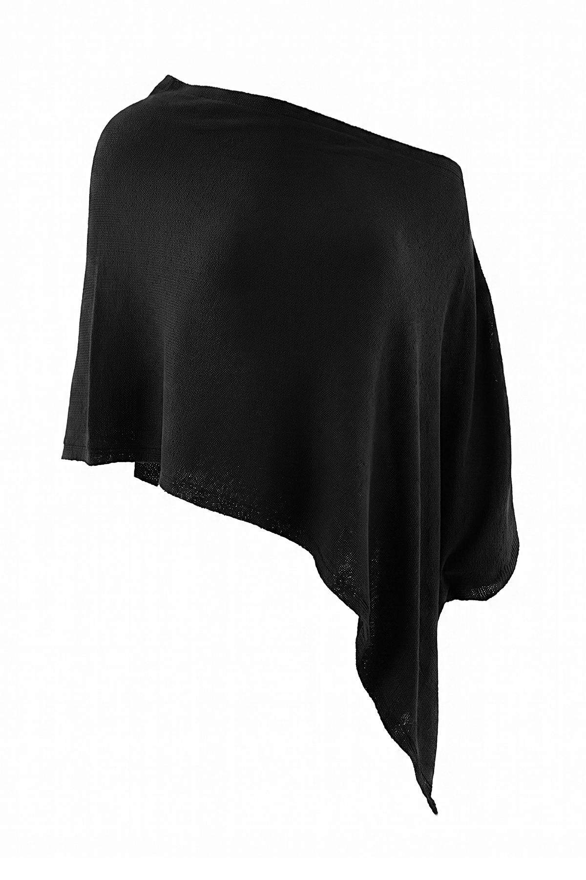 Trendyolmilla Curve Siyah Kol Detaylı Kayık Yaka Triko Pelerin TBBSS26AF00331