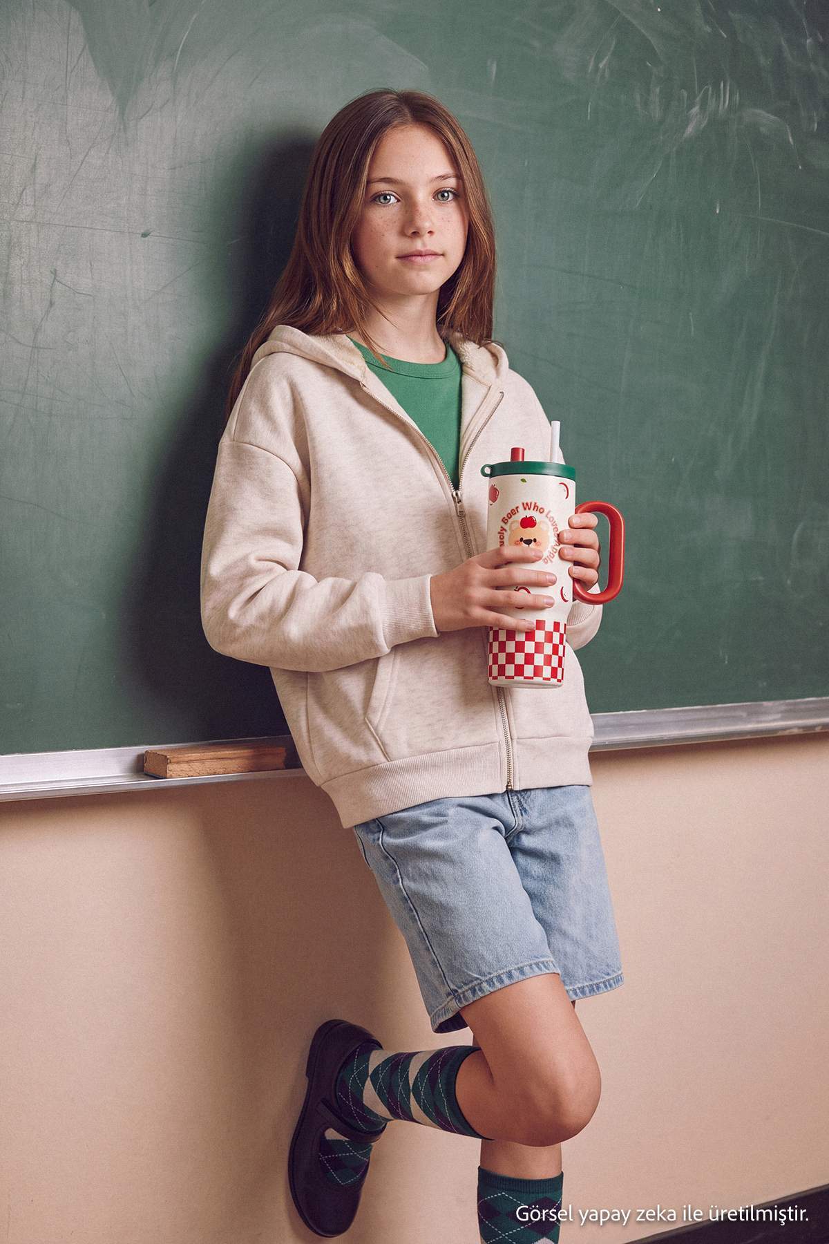 TRENDYOLKIDS Ecru Girls' Hooded Plain Knitted Sweatshirt Tkdaw27Sw00009