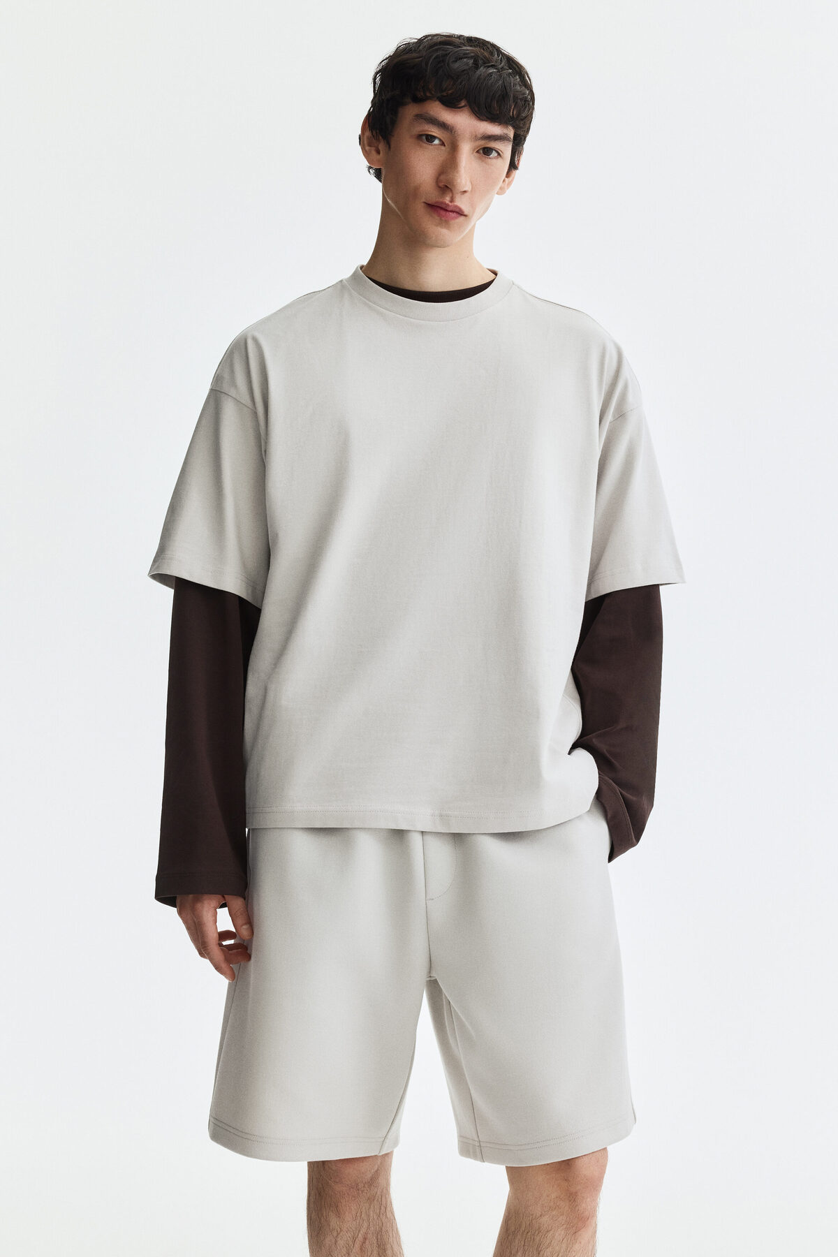 شلوارک اینترلاک با فیت راحت اچ اند ام شلوارک برمودا H&M
