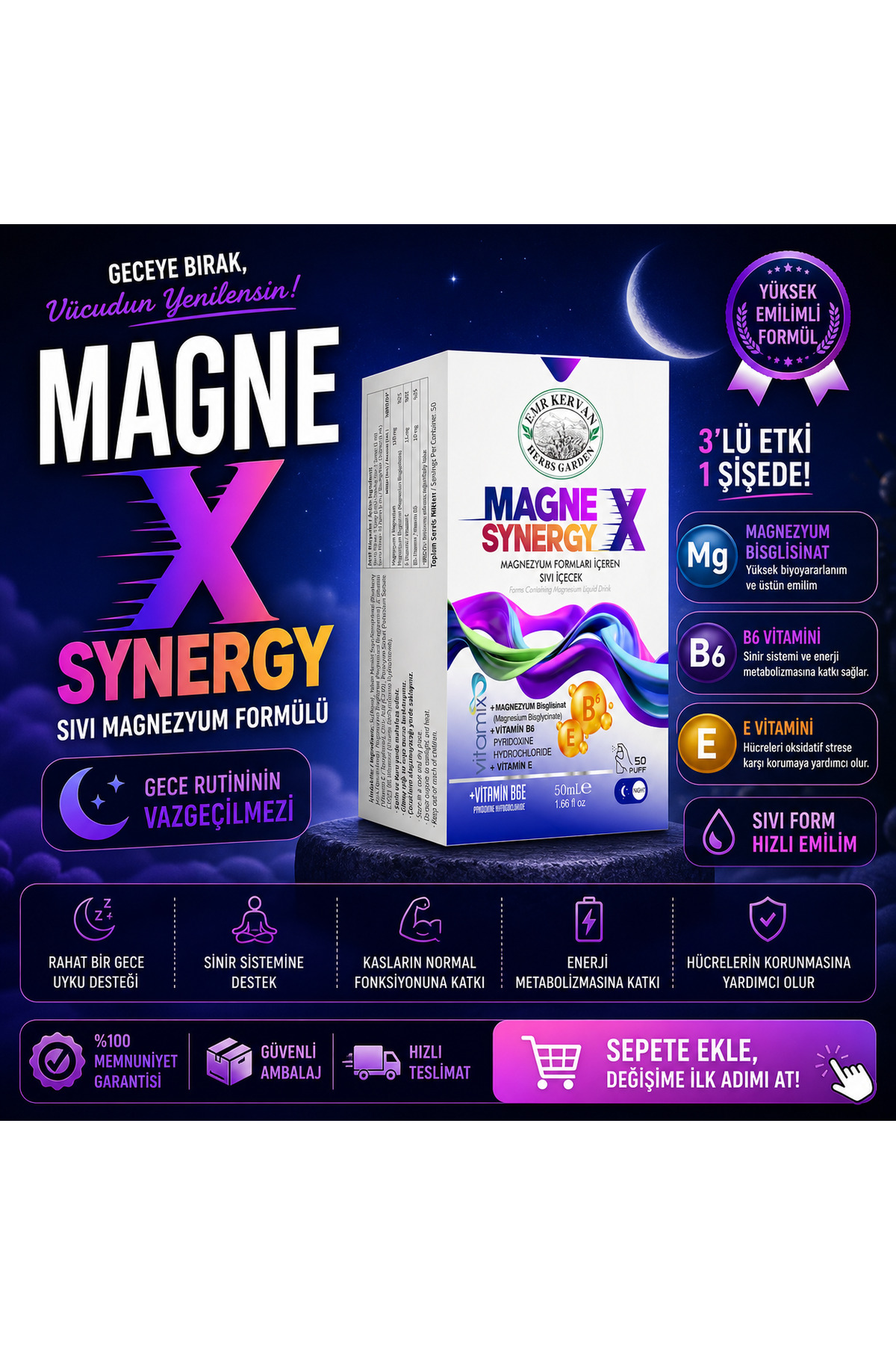 Emr Kervan Herbs Garden Magne X Synergy Magnezyum Formu Sıvı 50ml
