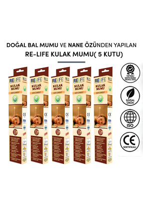 Relife Doğal Kulak Temizleme Mumu Çubuğu Ear Candle 5 Kutu 10 Adet