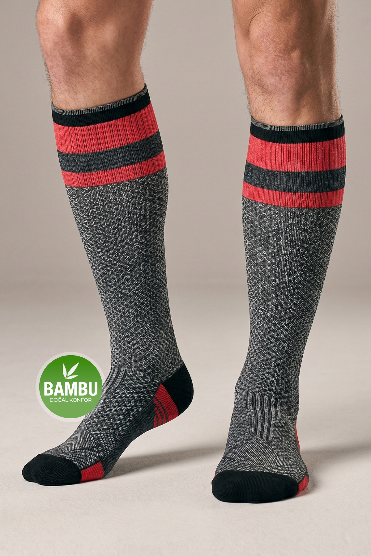 Bamboo Seamless Colorful Knee Length 15-20 Mm Hg Pressure Women Men Compression Socks 3596