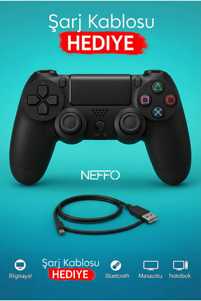 NEFFO Ps4 Joystick Tablet Telefon Pc Uyumlu Titreşimli Oyun Kolu 1 Adet - Şar...