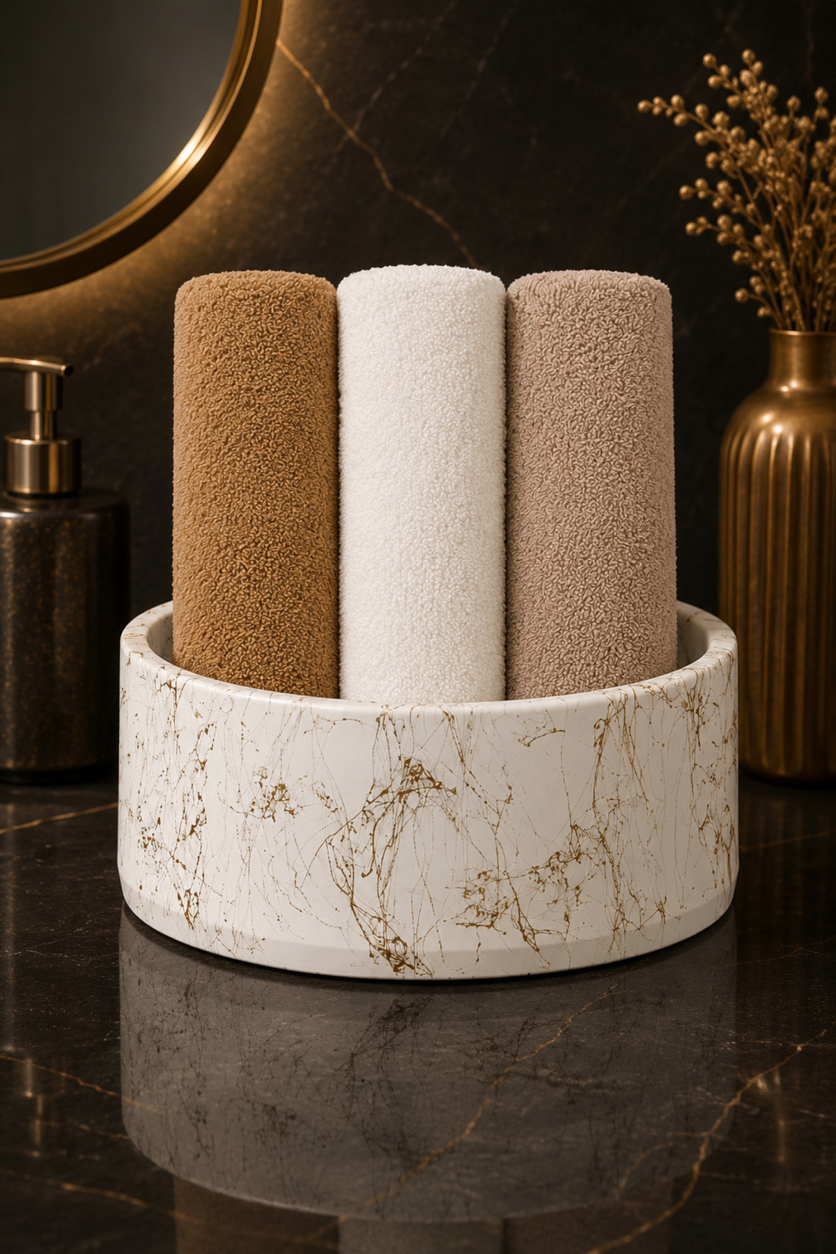 Marble Patterned Concrete Towel Rack Bathroom Toilet Multi-Purpose Organizer Plate 20 Cm