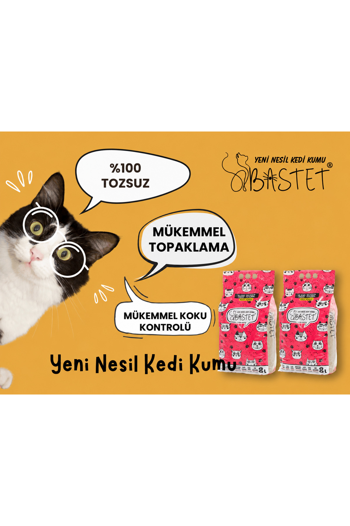 bastet ultra light cat litter Bastet Natural Tozsuz Kedi Kumu 8 Litre 2 Adet