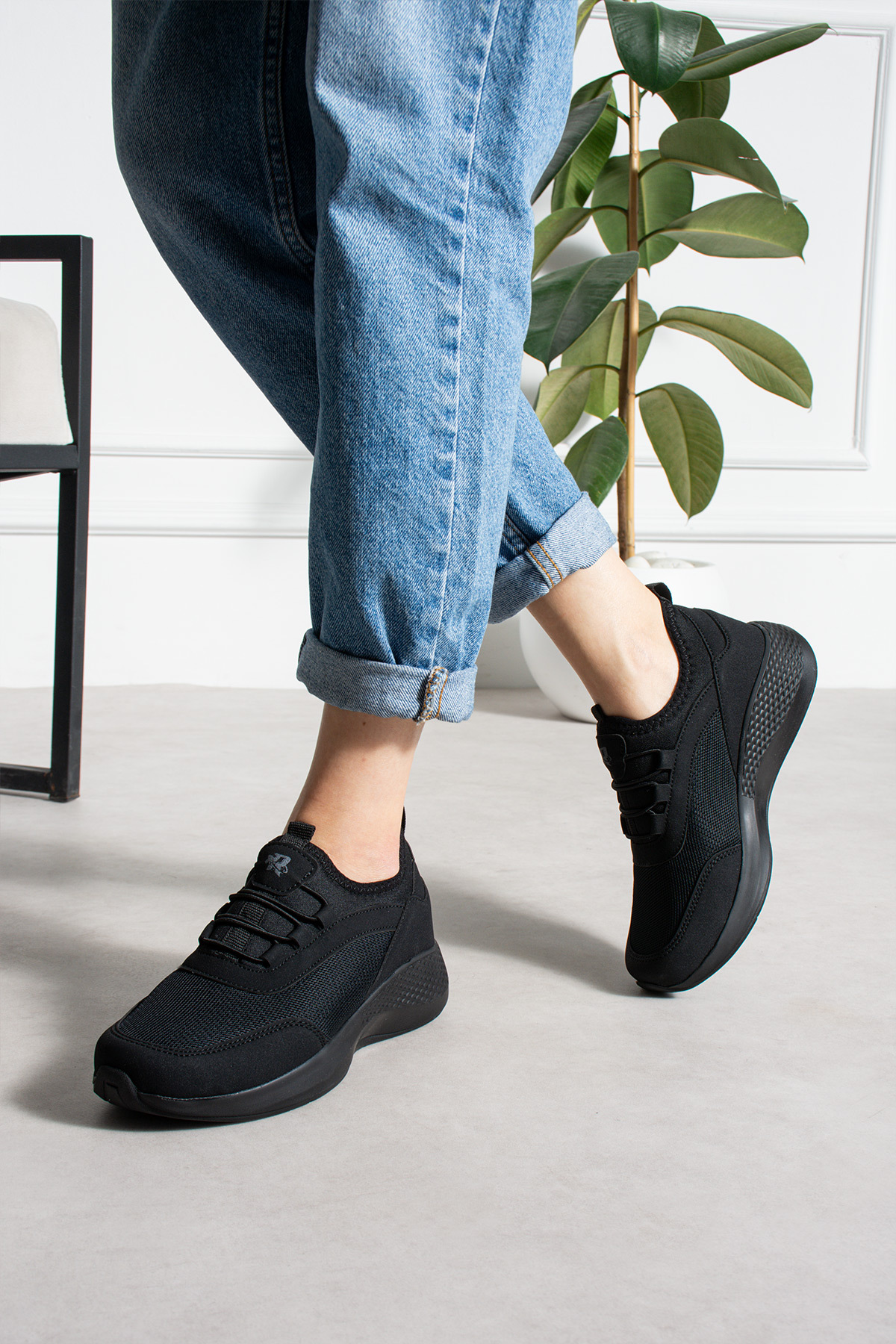 ROCKET Unisex 04 Siyah Sneaker Günlük Hafif Taban Nefes Alabilen Lastik Bağcıklı Spor ayakkabı görsel 4