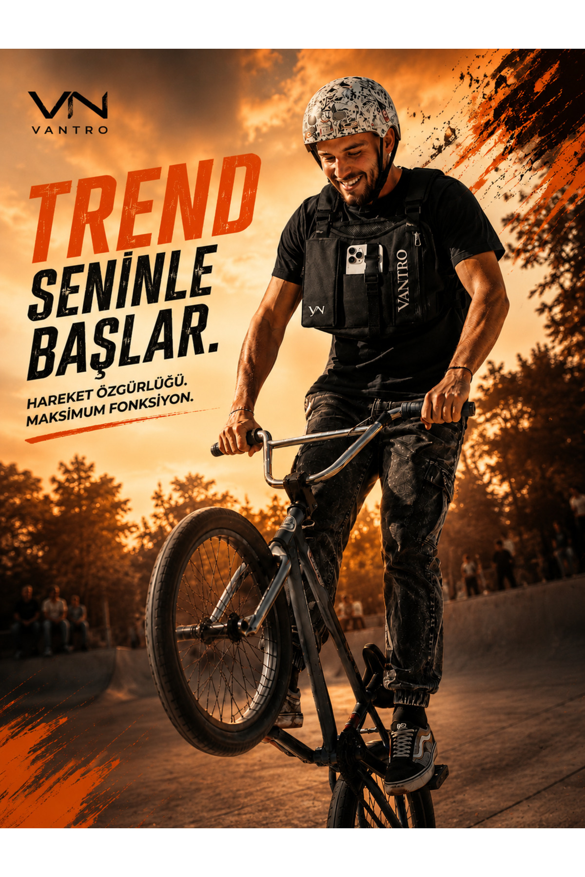 vantro Telefon Tutuculu Motorcu Göğüs Çantası – Moto Vlog, Spor ve Video Çekimi İçin