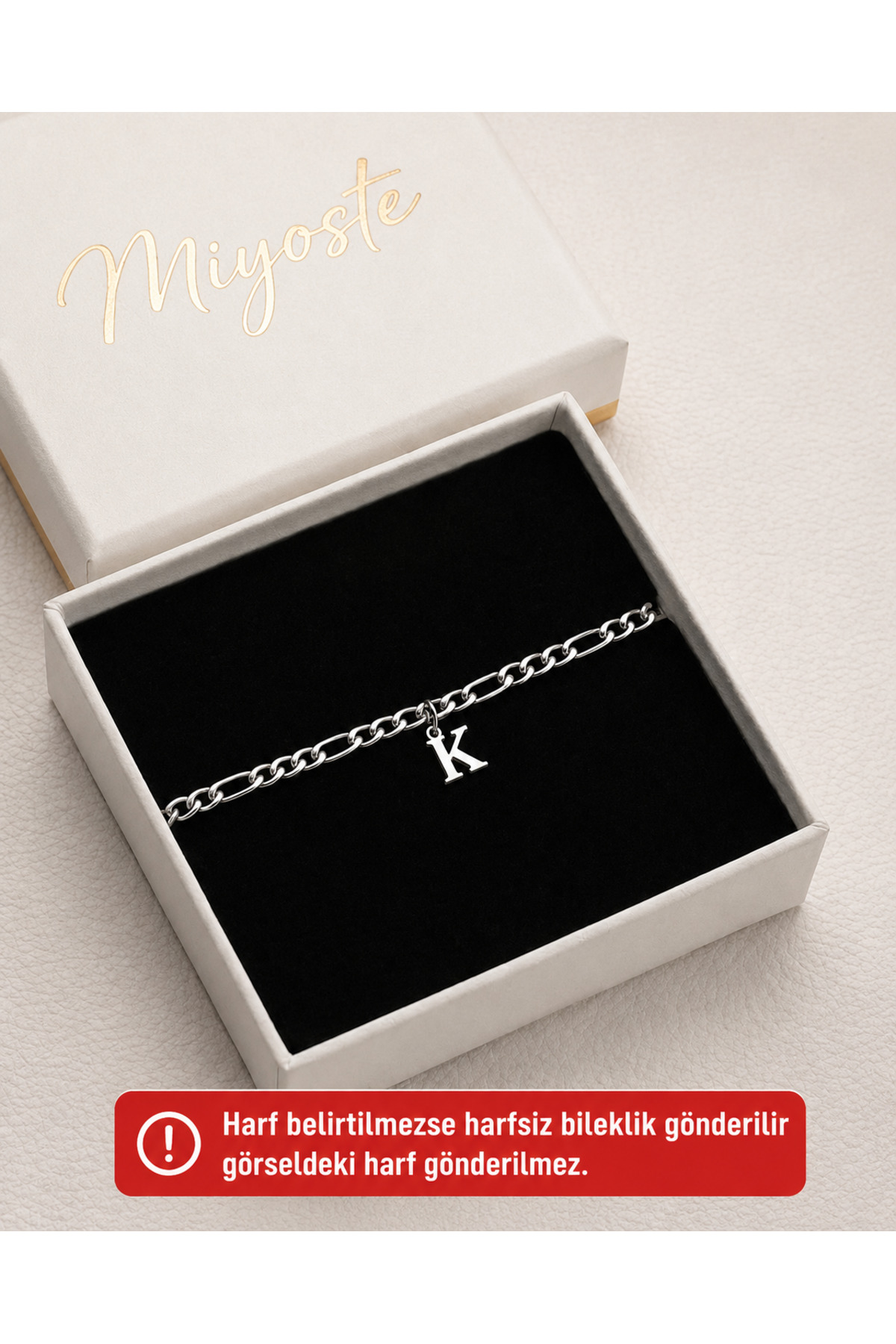 Miyoste Paslanmaz Çelik Unisex Harfli Bileklik Sevgili/çift/arkadaş Bilekliği (1 ADET)