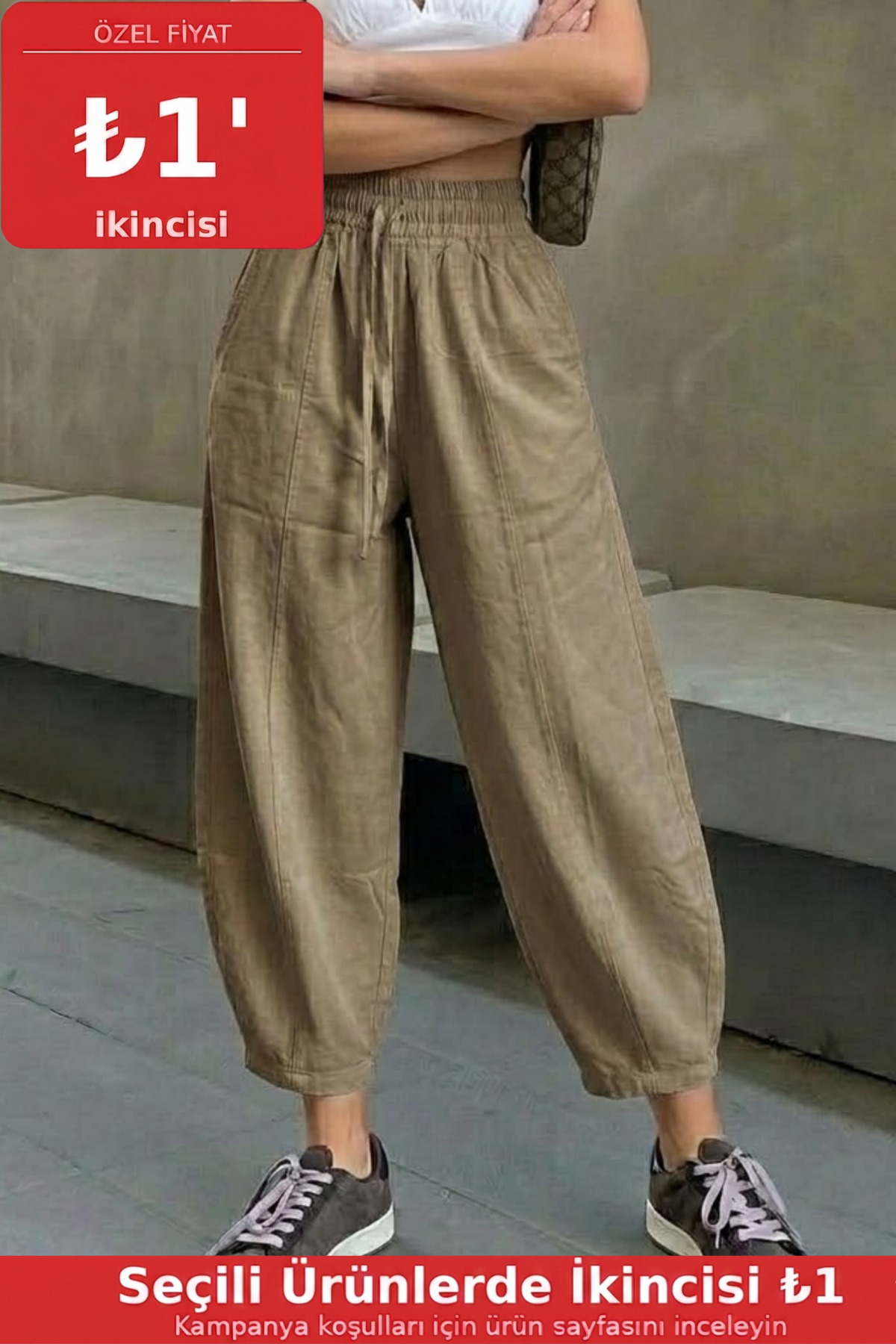 Women's Elastic Waist Mink Shalwar Pants