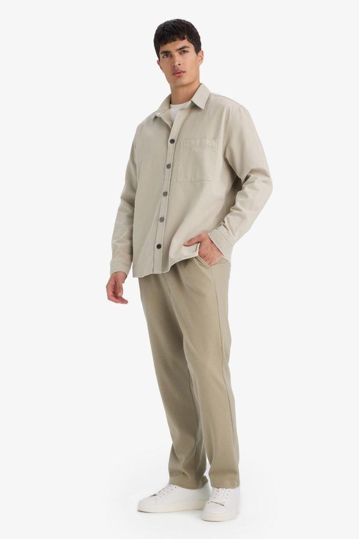 DeFacto Esnek Basic Beli Bağcıklı Cepli Düz Paça Jogger Pantolon C6022AX25SP görsel 2