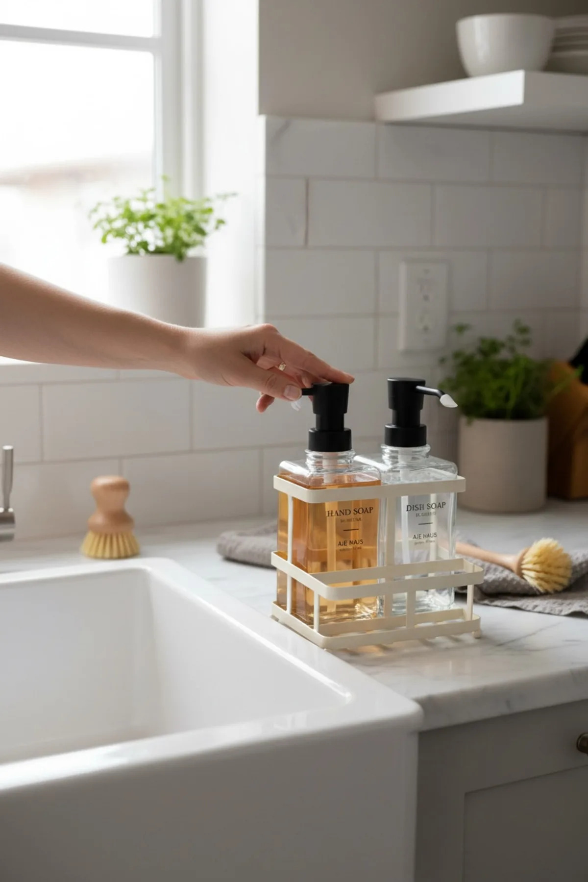 Nero Metal Standlı 2’li Sıvı Sabunluk Seti –500 ml Banyo ve Mutfak Dispenseri