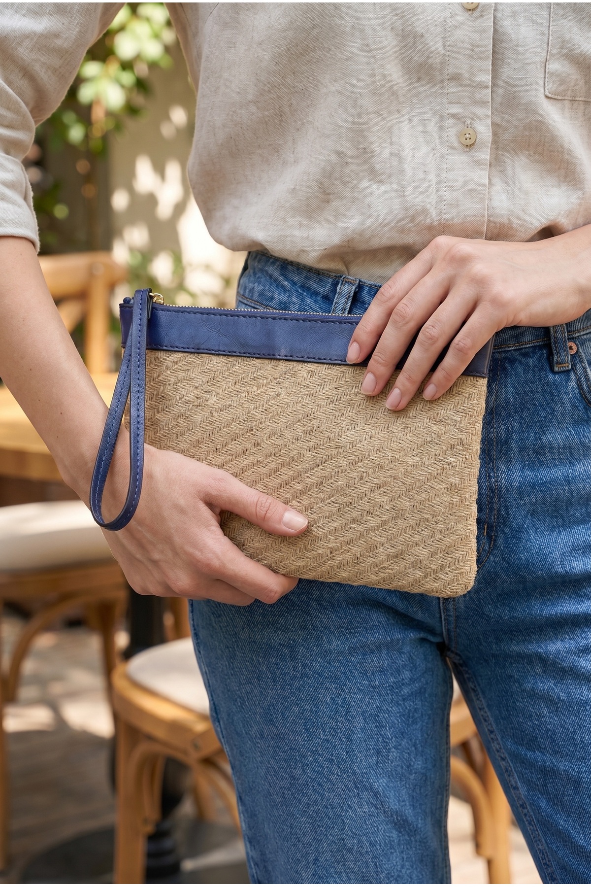 GLONDY Jolie 3'lü Hasır Örgü Avantaj Seti - Kadın Portföy, Clutch ve Yazlık Tatil Çantası görsel 3