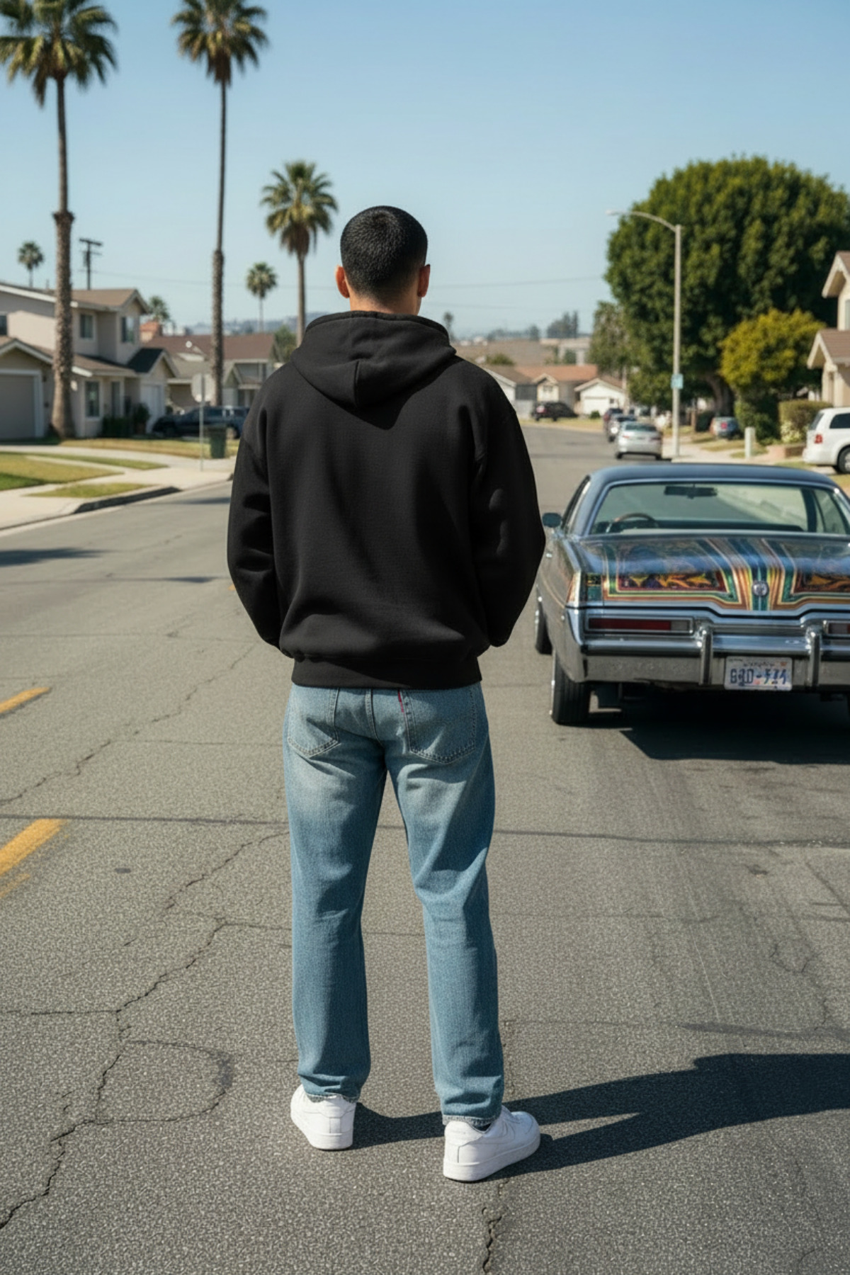 Siyah 3 Iplık Erkek Fermuarlı Kapşonlu Sweatshirt Hırka — مشکی MKHRKAKCP03 — تصویر 4 از 4