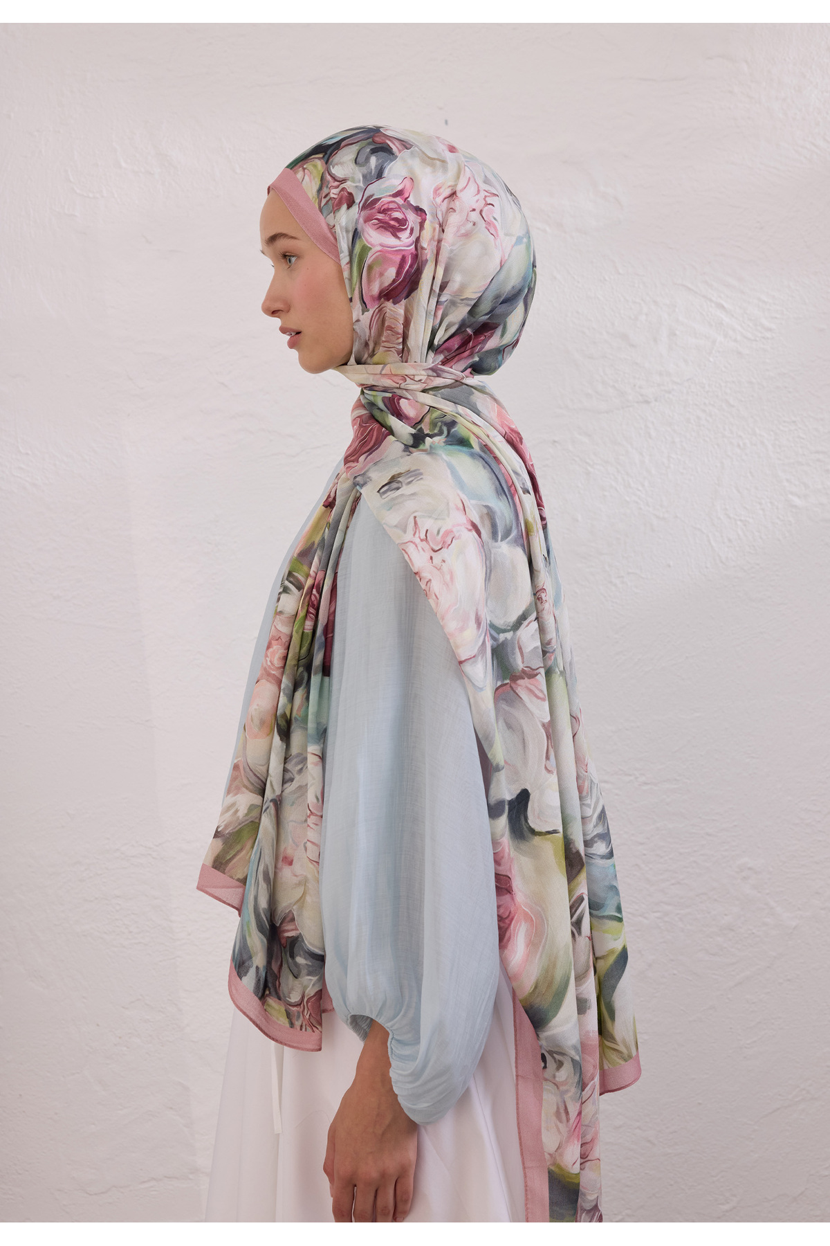 Freshscarfs Nerissa Desen Rami Şal Soft Pembe görsel 3