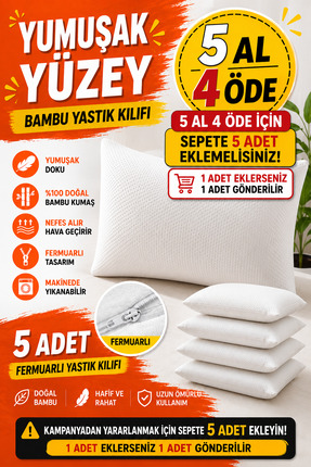 BİVA Bambu yastık kılıfı yastık yüzü fermuarlı kılıfı
