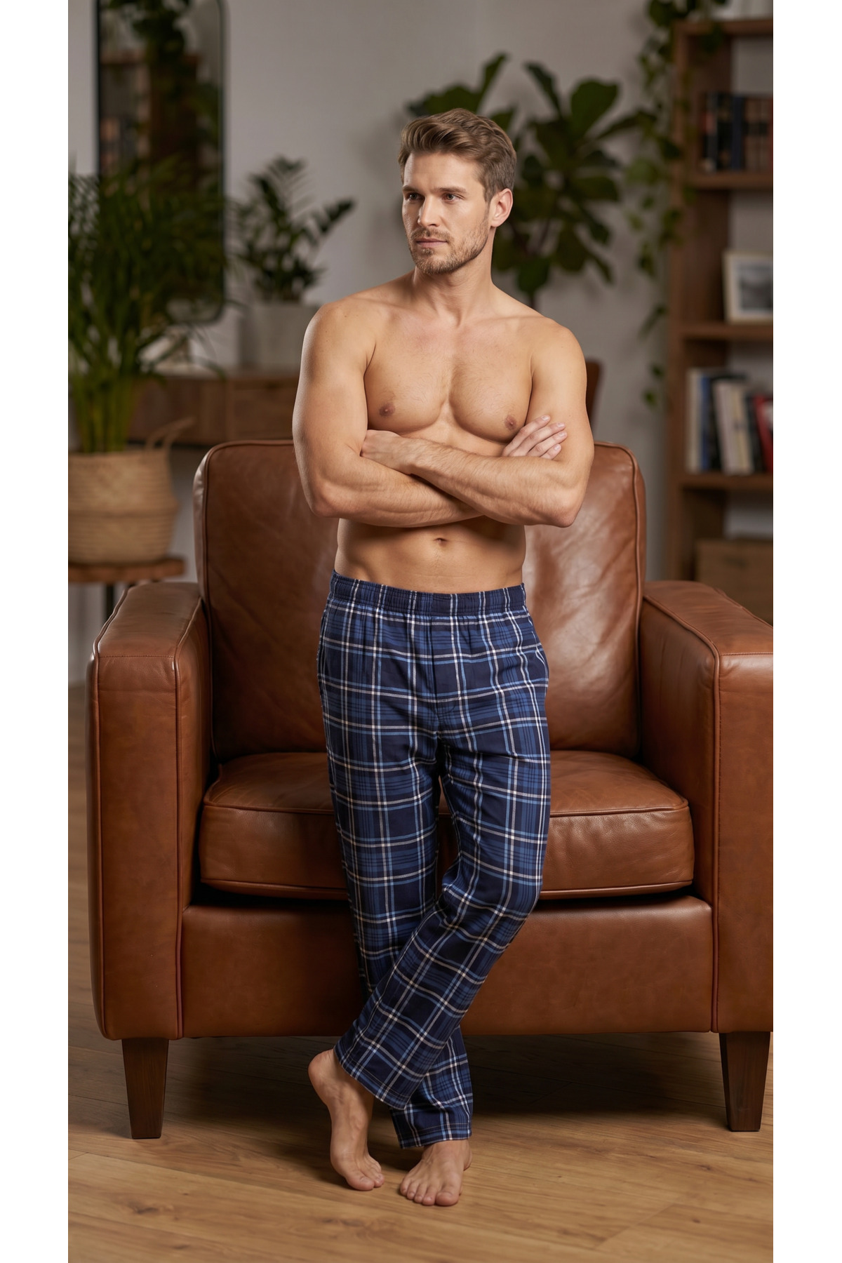100% Cotton Single Jersey Plaid Pajamas Bottom 2021