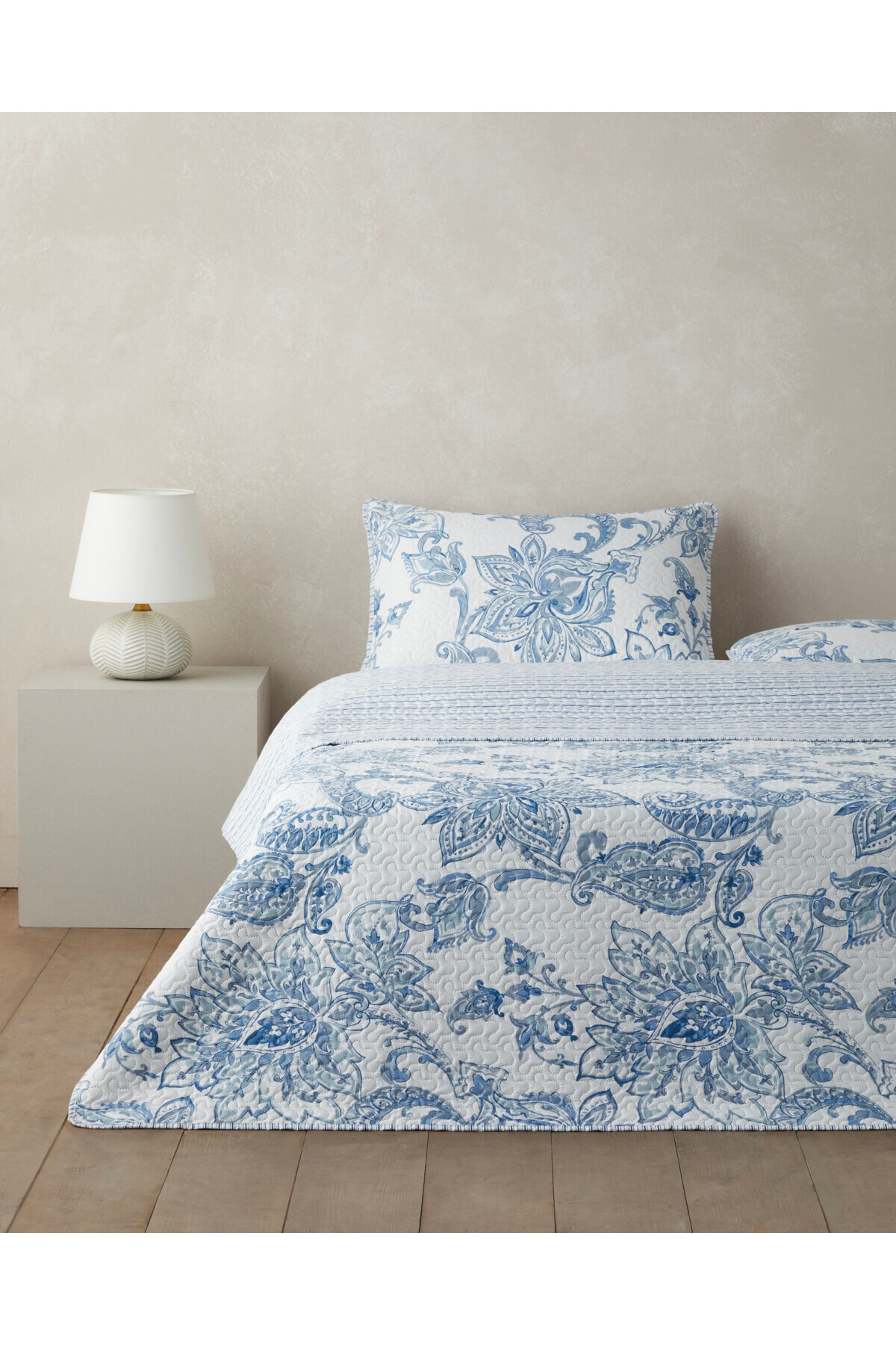 Nuit Paisley Tek Kişilik Yatak Örtüsü Takımı 160x220 cm Mavi