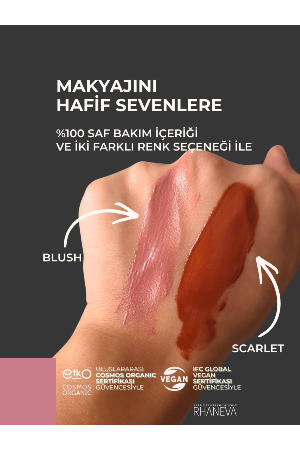 رژگونه لب و گونه Realness، ارگانیک و دارای گواهینامه وگان، ۹ گرم — صورتی RHV-LCBR — تصویر 6 از 8