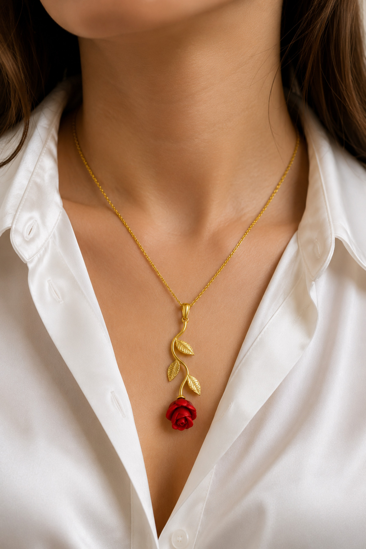 ÇEKİRDEK JEWELRY Işıklı Hediye Kutulu 925 Ayar Gümüş Gül Figürlü Kolye Anlamlı Hediye Kadın Kolyesi görsel 3