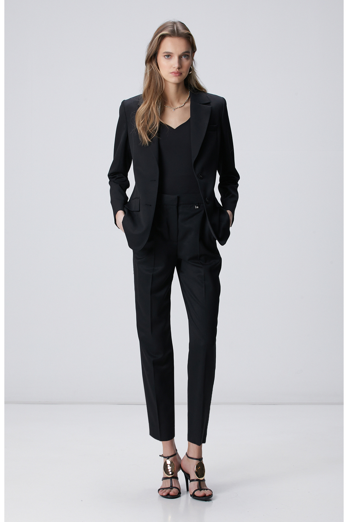 Black Wool Blend Pants