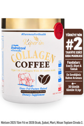 Kiperin Coffee Collagen | Kahveli Çift Hidrolize %100 Saf ve Doğal Toz Kolaje...
