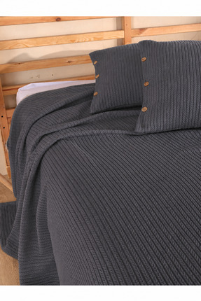 Cottonest Tek Kişilik Örgü Desen Pike Yatak Örtüsü Seti | 160x230 cm Pike | 5...