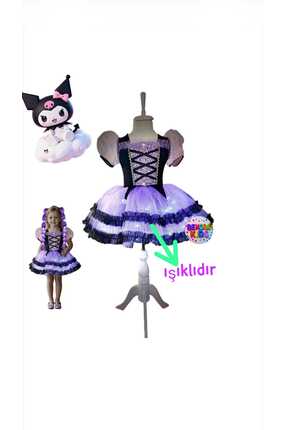 3b kids ışıklı ledli kuromi elbise kostüm
