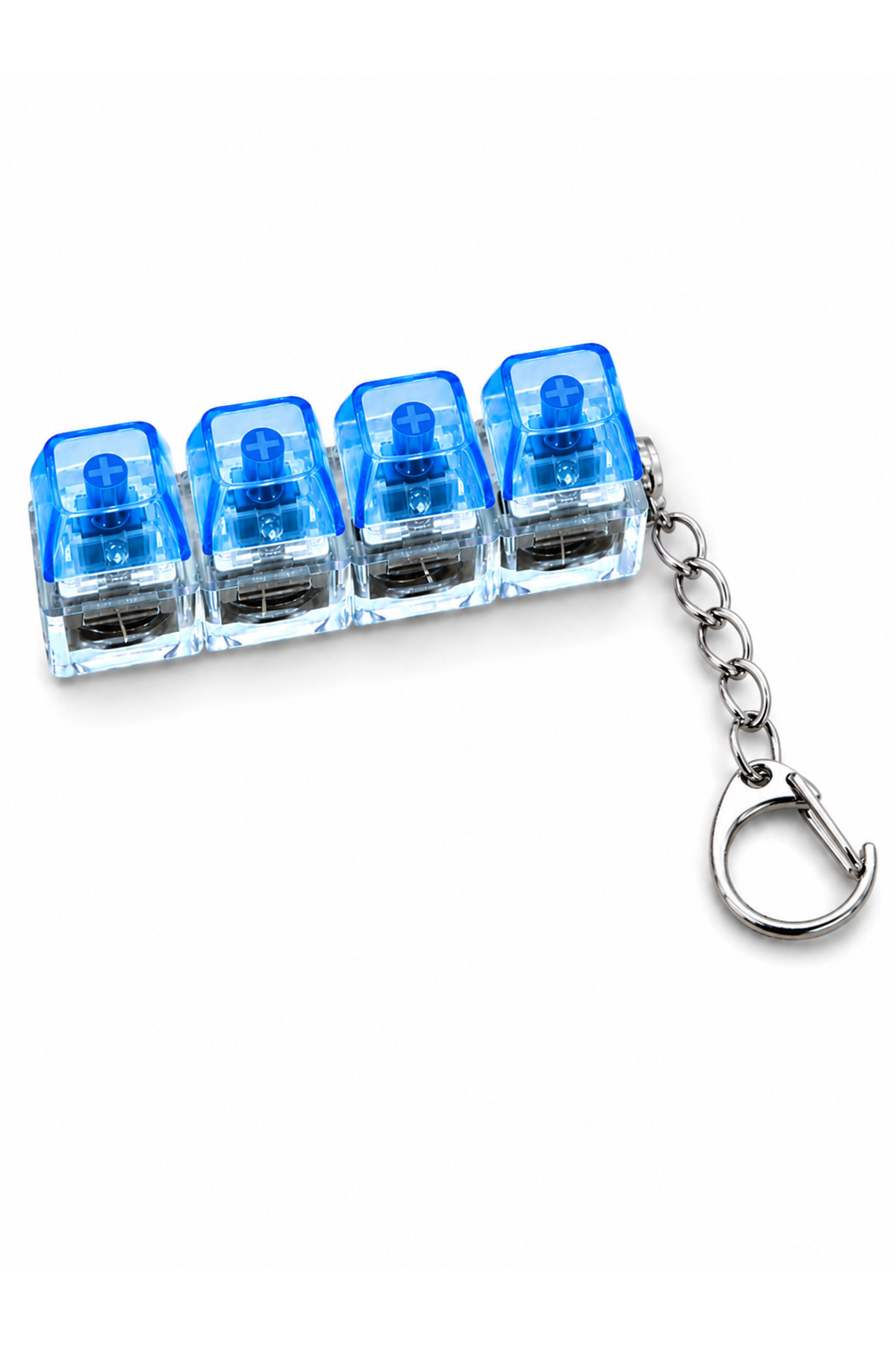 Blue Illuminated 4-Piece Stress Reliever Mechanical Key Ring Keychain Audible Mechanical Key Sense • Fun to Use