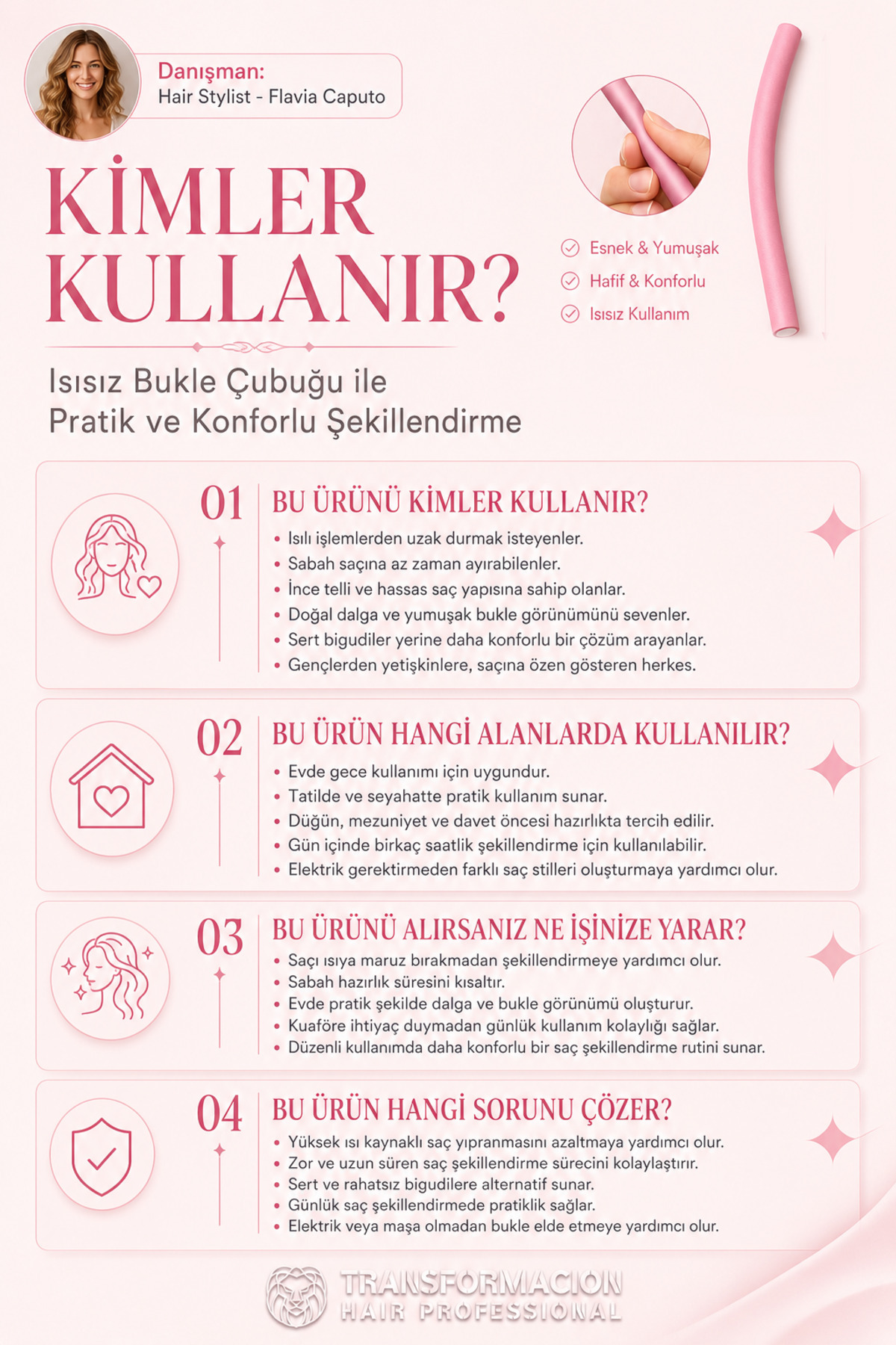 Transformacion 10'lu Sosis Bigudi Seti 11mm | Isısız Esnek Saç Şekillendirici | Doğal Dalga ve Bukle için Latex Köpük Bigudi 719268 görsel 7