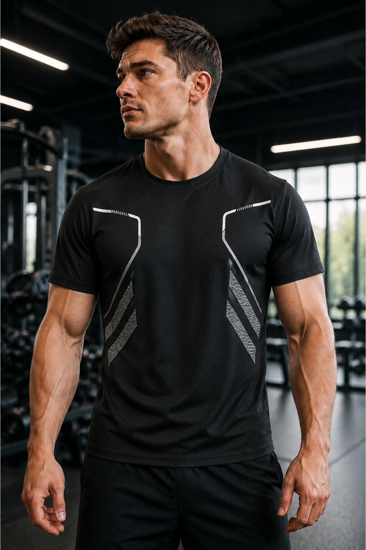 . Men's Compression Ultra Flexible Moisture Absorbing Body Geometric Fast Drying Lightweight Sports T-shirt