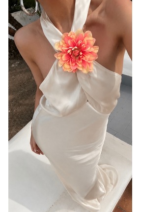 FloresDeCarnaval Peach Bellini Klipsli Çiçek Toka 🍑– Yaz Trendi 12 cm
